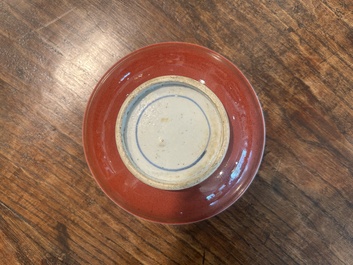 A Chinese monochrome copper-red glazed bowl, 19th C.