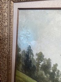 Cesar De Cock (1823-1904): Paysage en Gournay, huile sur toile, dat&eacute; 1863