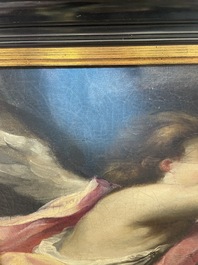 French School: An angel, oil on canvas, 18th C.