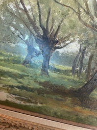 Cesar De Cock (1823-1904): Paysage en Gournay, huile sur toile, dat&eacute; 1863