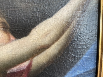 French School: An angel, oil on canvas, 18th C.
