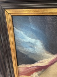 French School: An angel, oil on canvas, 18th C.