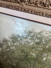 Cesar De Cock (1823-1904): Paysage en Gournay, huile sur toile, dat&eacute; 1863