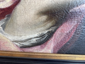 French School: An angel, oil on canvas, 18th C.