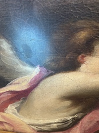 French School: An angel, oil on canvas, 18th C.
