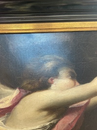 French School: An angel, oil on canvas, 18th C.