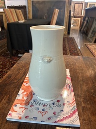 A Chinese white glazed 'hu' vase, 19th C.