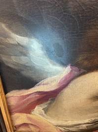 French School: An angel, oil on canvas, 18th C.