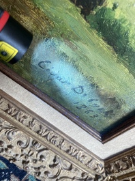 Cesar De Cock (1823-1904): Paysage en Gournay, huile sur toile, dat&eacute; 1863