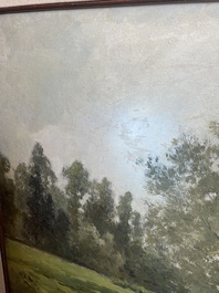 Cesar De Cock (1823-1904): Paysage en Gournay, huile sur toile, dat&eacute; 1863