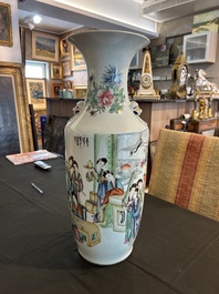 A Chinese famille rose vase with female scholars, 19th/20th C.
