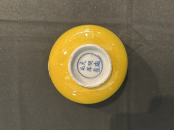 A Chinese yellow glazed bowl, Chenghua mark, 19th/20th C.
