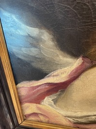 French School: An angel, oil on canvas, 18th C.