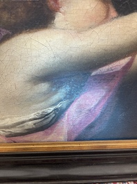 French School: An angel, oil on canvas, 18th C.