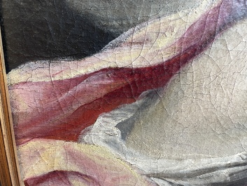 French School: An angel, oil on canvas, 18th C.