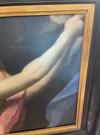 French School: An angel, oil on canvas, 18th C.