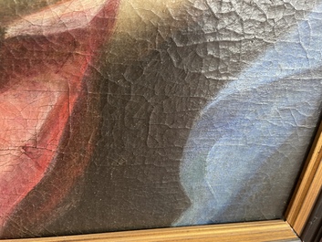 French School: An angel, oil on canvas, 18th C.