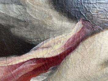 French School: An angel, oil on canvas, 18th C.