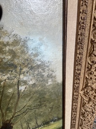 Cesar De Cock (1823-1904): Paysage en Gournay, huile sur toile, dat&eacute; 1863