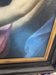 French School: An angel, oil on canvas, 18th C.