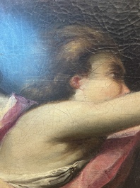 French School: An angel, oil on canvas, 18th C.