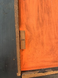 Een Vlaamse rechthoekige spiegel in schildpadfineer en ge&euml;boniseerd hout, 17de eeuw