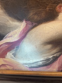 French School: An angel, oil on canvas, 18th C.