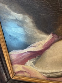 French School: An angel, oil on canvas, 18th C.