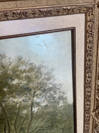 Cesar De Cock (1823-1904): Paysage en Gournay, huile sur toile, dat&eacute; 1863