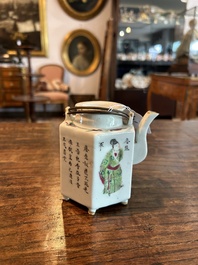 A Chinese famille rose 'Wu Shuang Pu' teapot and cover, 19th C.