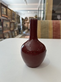 A Chinese flamb&eacute; glazed bottle vase, 19th C.
