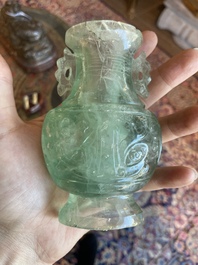 Collection de sept sculptures en pierre dure, dont du jade, du quartz et de l'&oelig;il de tigre, Chine, 19&egrave;me/20&egrave;me si&egrave;cle
