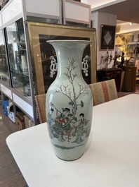Two Chinese famille rose vases with flower baskets and Magu and a deer, 19th/20th C.