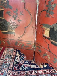 Paravent &agrave; 4 panneaux en laque polychrome, Chine, 19&egrave;me/20&egrave;me si&egrave;cle