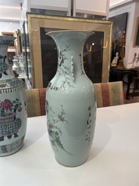 Two Chinese famille rose vases with Lan Caihe and flower baskets, 19th/20th C.