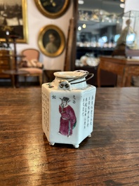 A Chinese famille rose 'Wu Shuang Pu' teapot and cover, 19th C.