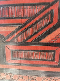 Paravent &agrave; 4 panneaux en laque polychrome, Chine, 19&egrave;me/20&egrave;me si&egrave;cle