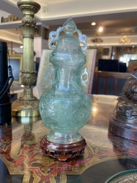 Collection de sept sculptures en pierre dure, dont du jade, du quartz et de l'&oelig;il de tigre, Chine, 19&egrave;me/20&egrave;me si&egrave;cle