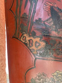 Paravent &agrave; 4 panneaux en laque polychrome, Chine, 19&egrave;me/20&egrave;me si&egrave;cle