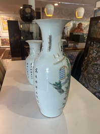 Drie Chinese famille rose vazen, 19de/20ste eeuw