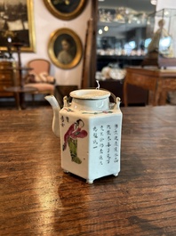 A Chinese famille rose 'Wu Shuang Pu' teapot and cover, 19th C.