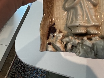 Plaque d'autel &agrave; d&eacute;cor d'immortel en blanc de Chine du Fujian, fin de la dynastie Ming