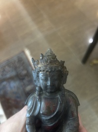 Bouddha assis en bronze dor&eacute; et laqu&eacute;, Chine, Ming