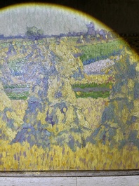 Emile Claus (1849-1924): Haystacks in a summer landscape, oil on panel