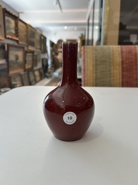 A Chinese flamb&eacute; glazed bottle vase, 19th C.