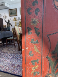 Paravent &agrave; 4 panneaux en laque polychrome, Chine, 19&egrave;me/20&egrave;me si&egrave;cle