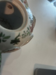 Sept th&eacute;i&egrave;res en porcelaine de Chine bleu, blanc, famille rose, verte et en gr&egrave;s de Yixing, Kangxi et post&eacute;rieur