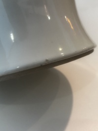 A Chinese famille rose baluster vase with figural design, six-character mark, 20th C.