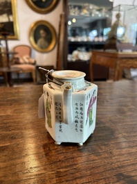 A Chinese famille rose 'Wu Shuang Pu' teapot and cover, 19th C.