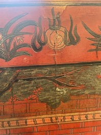 Paravent &agrave; 4 panneaux en laque polychrome, Chine, 19&egrave;me/20&egrave;me si&egrave;cle